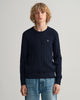 EVENING BLUE, COTTON CABLE CREW, FRONT-VIEW BY GANT AU.