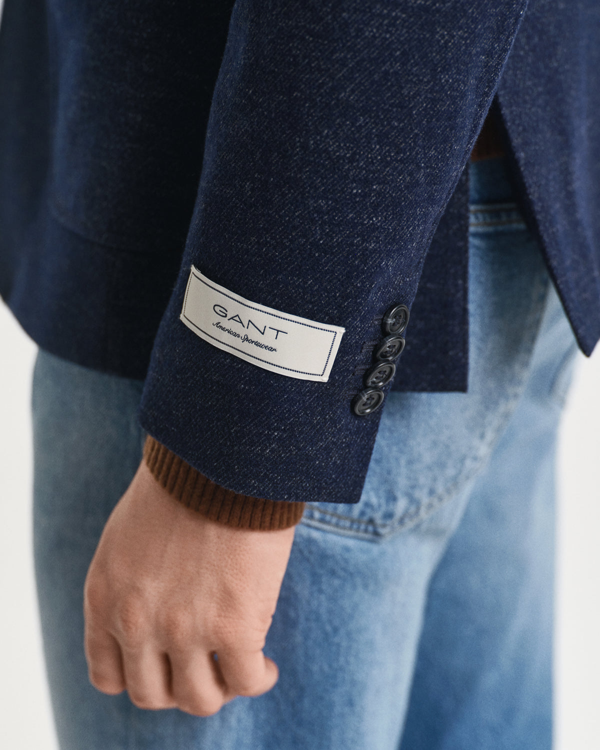 Two-Tone Wool Cotton Jersey Blazer