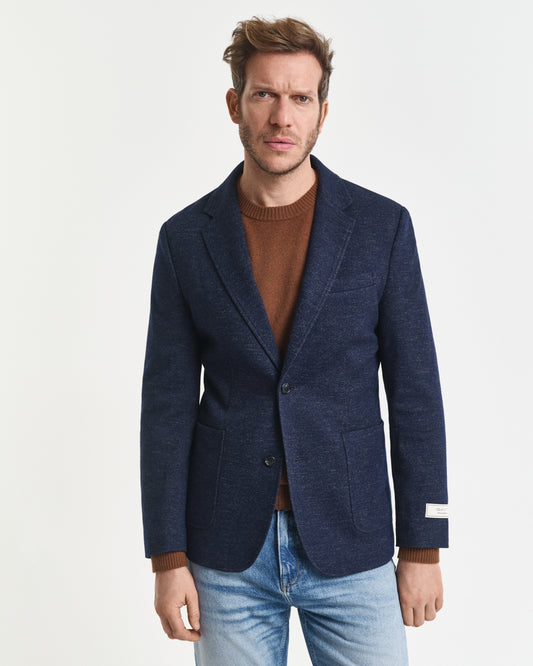 Two-Tone Wool Cotton Jersey Blazer