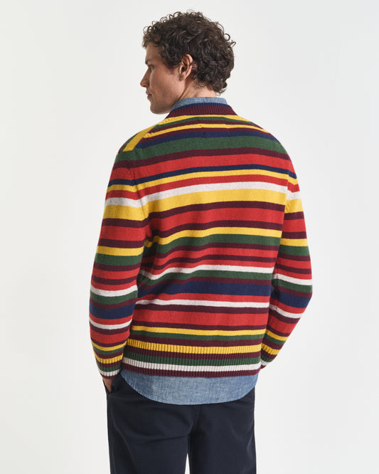 Multicolored Striped Crew Neck Sweater