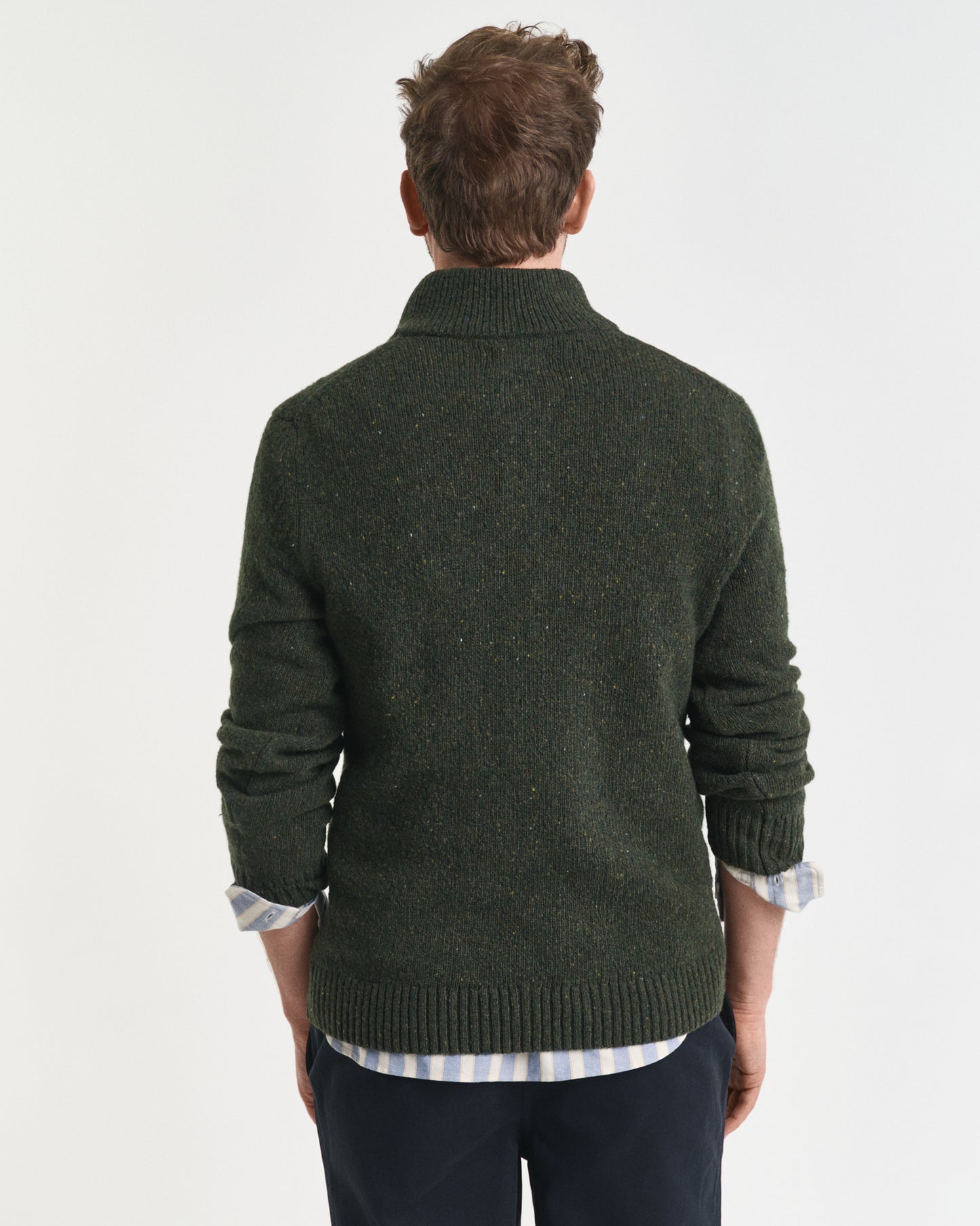 Wool Blend Nepps Half-Buttoned Sweater