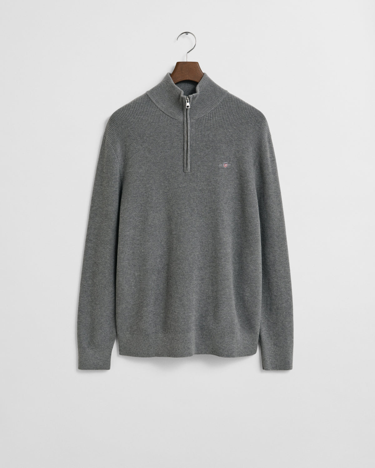 Ribbed Cotton Merino Wool Half-Zip Sweater