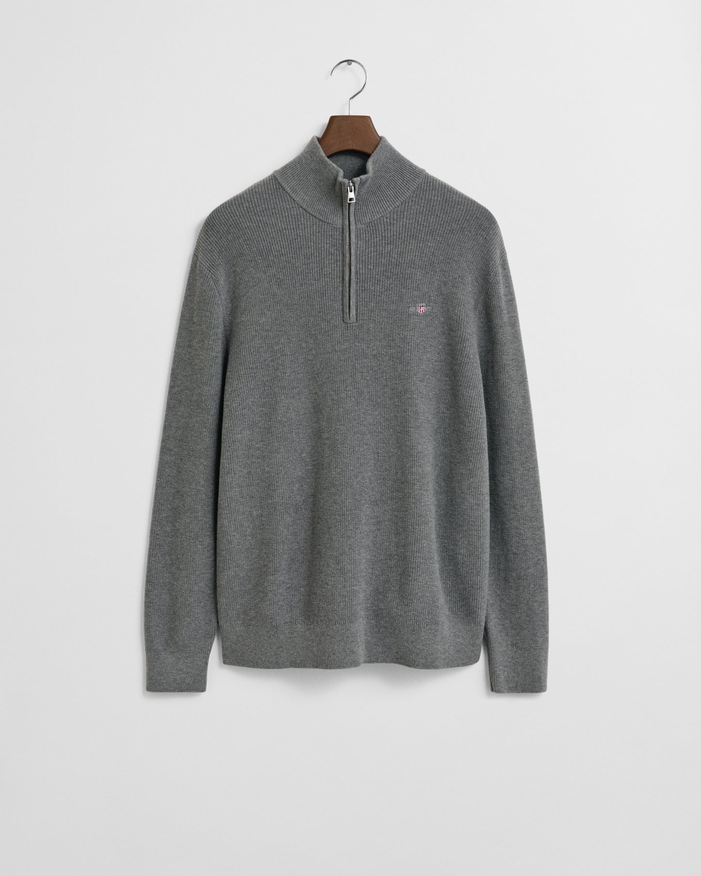 Ribbed Cotton Merino Wool Half-Zip Sweater