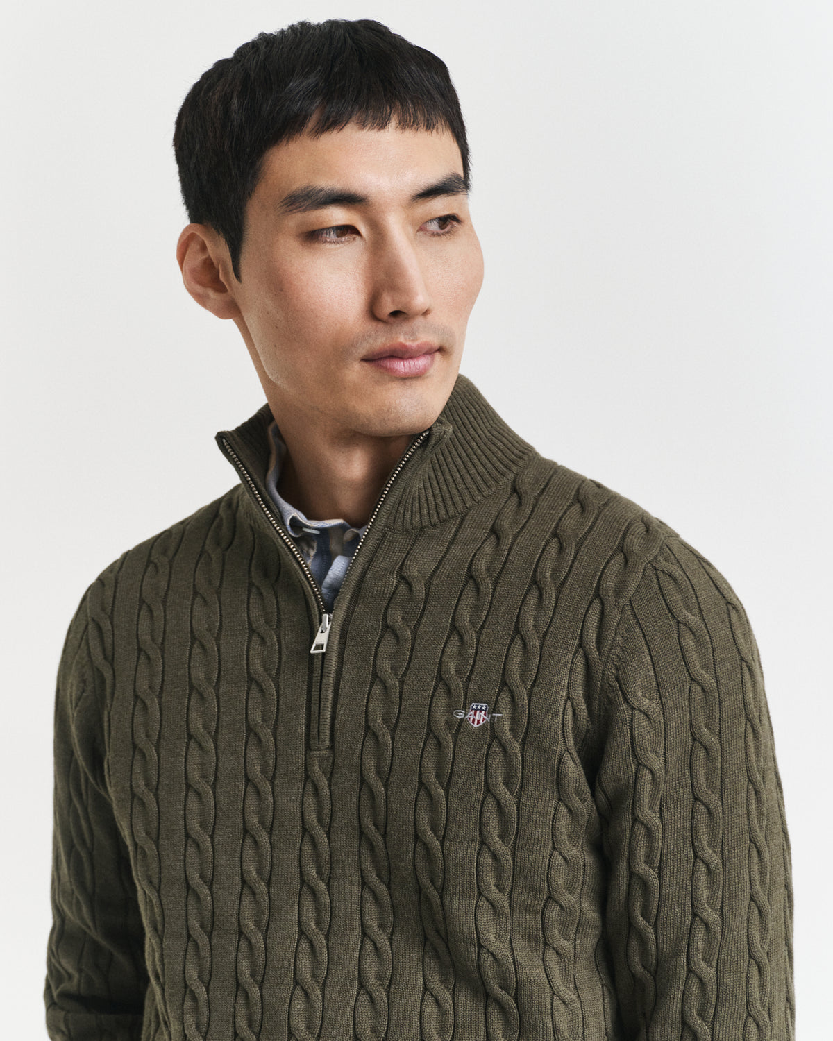 Cotton Cable Knit Half-Zip Sweater