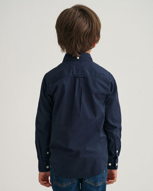 EVENING BLUE, D1. COTTON TWILL SHIRT, BACK-VIEW BY GANT AU.