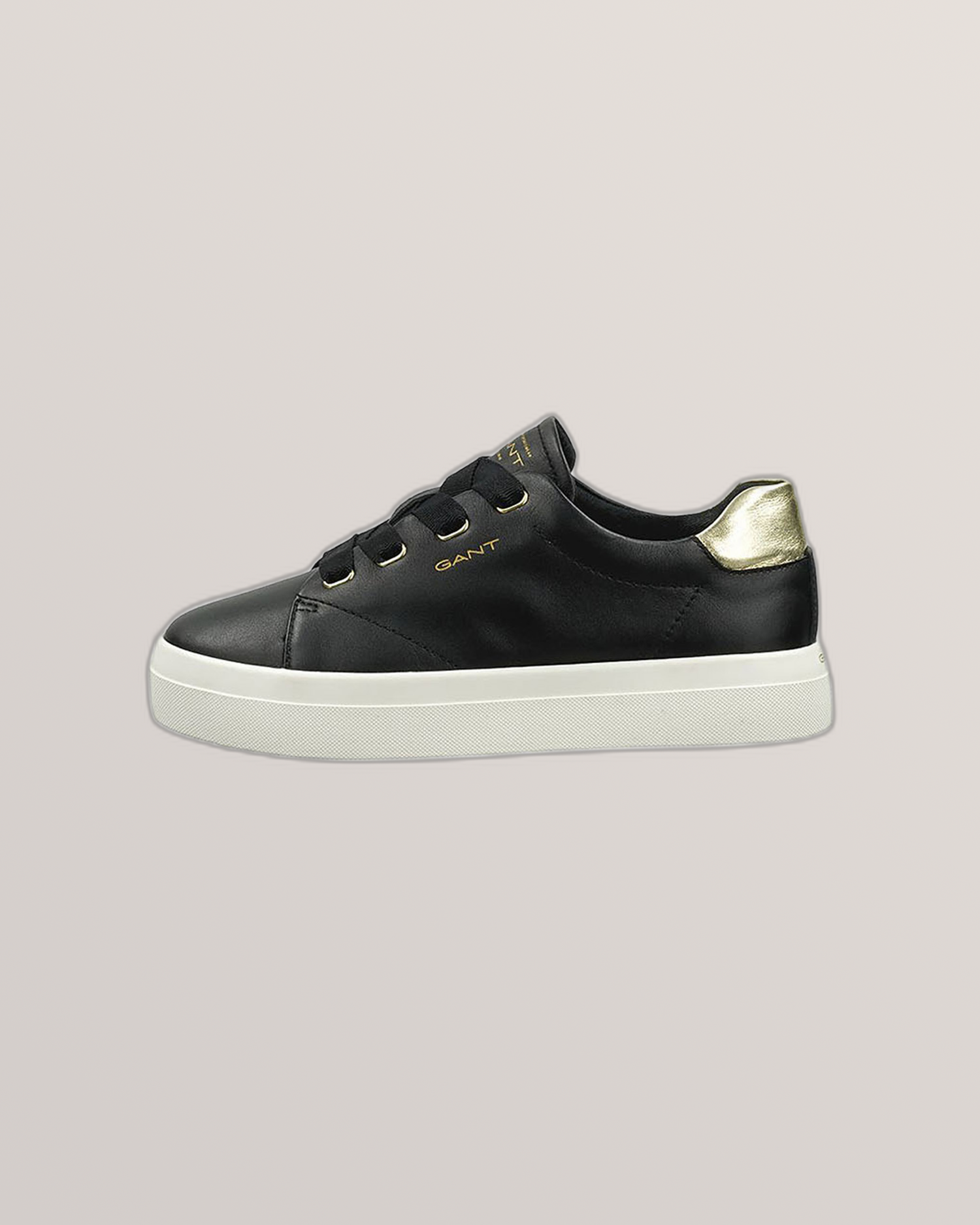 BLACK/GOLD, Avona Leather Sneakers BY GANT AU.