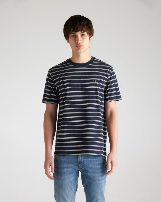 EVENING BLUE, Yarn-Dyed Striped T-Shirt BY GANT AU.