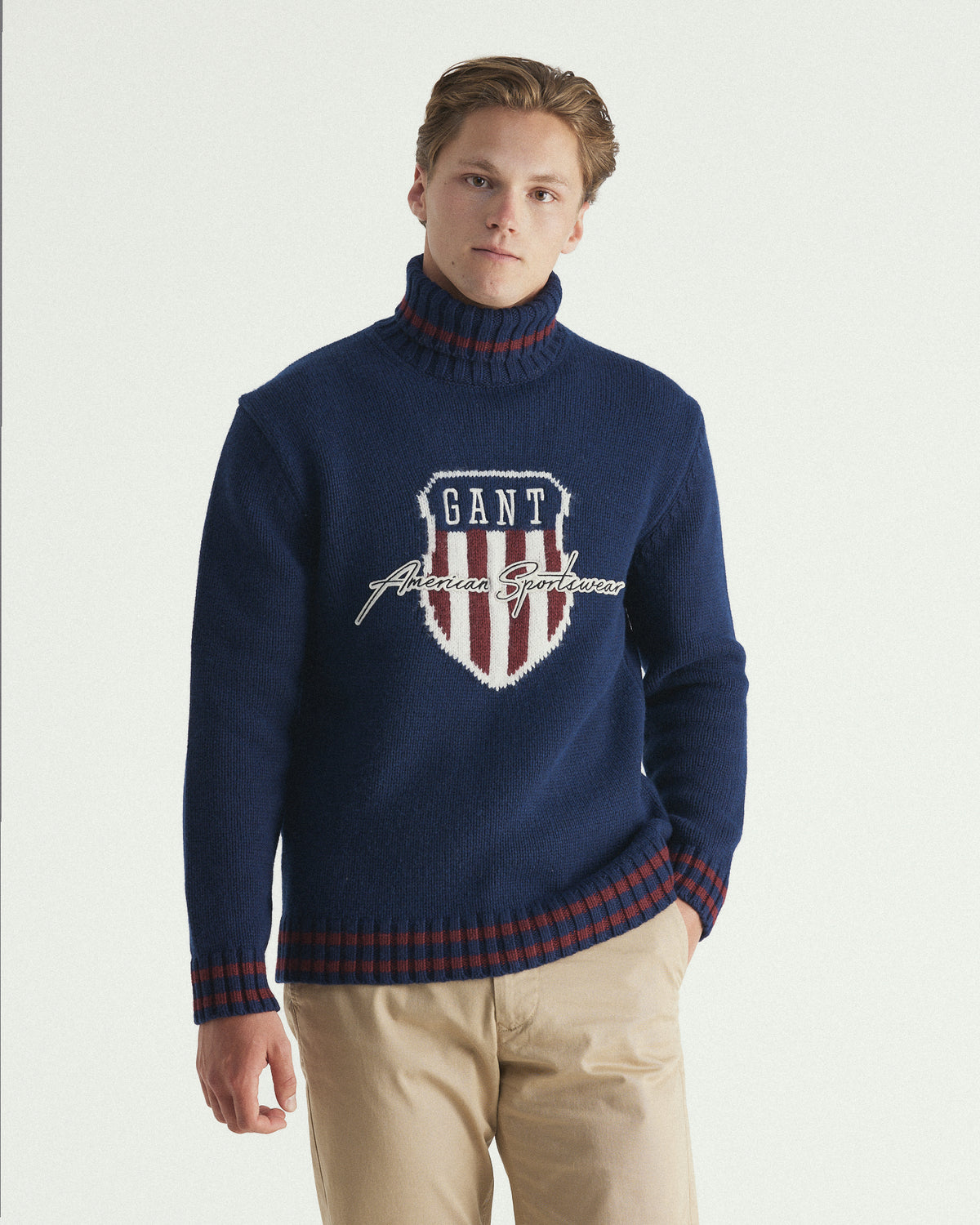 Shield Graphic Roll Neck Sweater