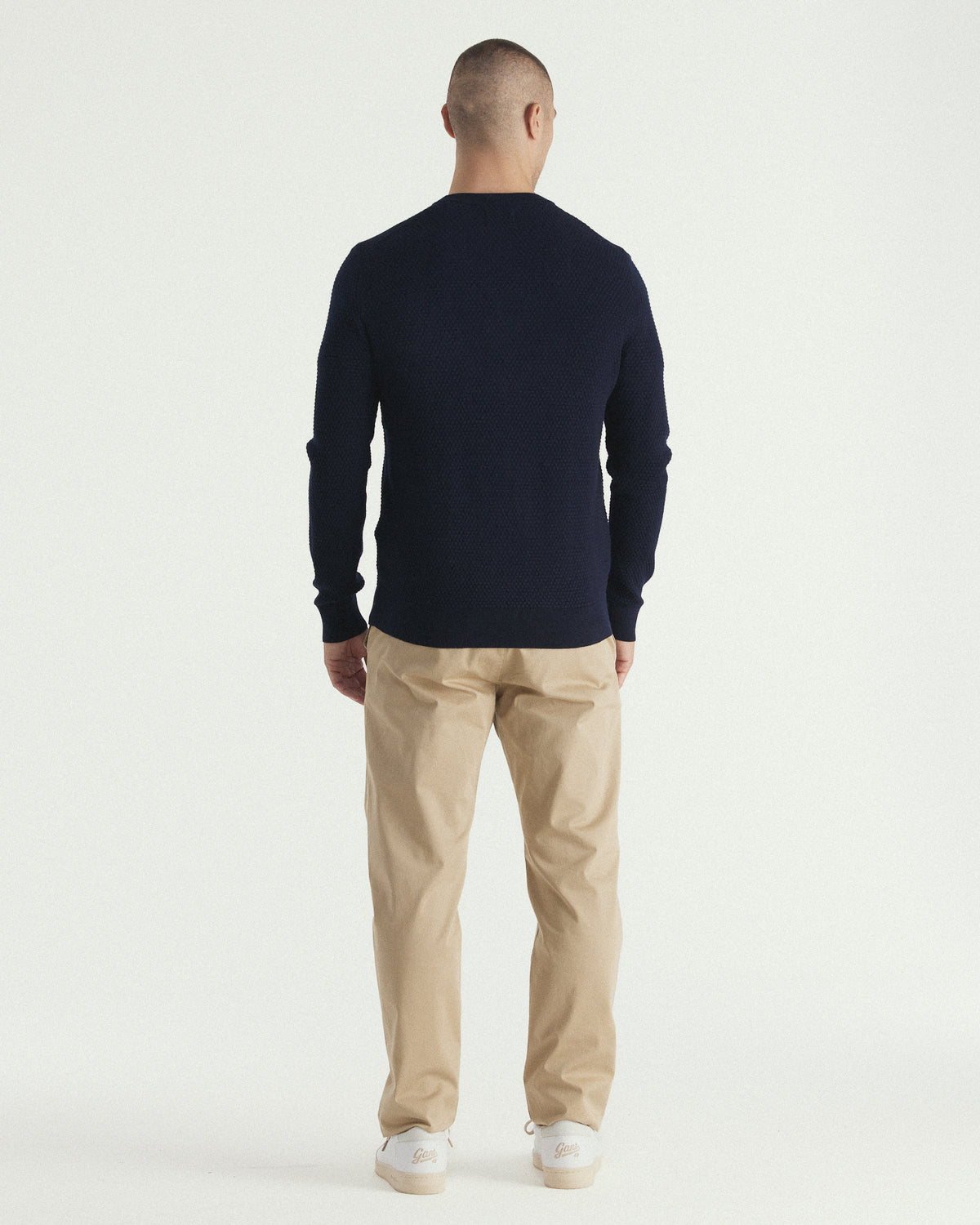 Textured Cotton Merino Crew Neck Sweater