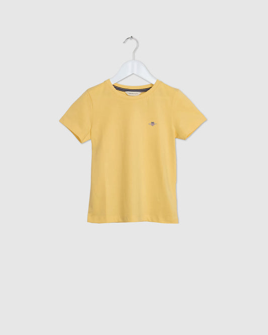 DUSTY LIGHT YELLOW, Kids Shield T-Shirt BY GANT AU.