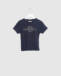 EVENING BLUE, Kids Contrast Shield T-Shirt BY GANT AU.