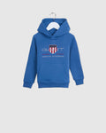 VINTAGE BLUE, Kids Archive Shield Hoodie BY GANT AU.