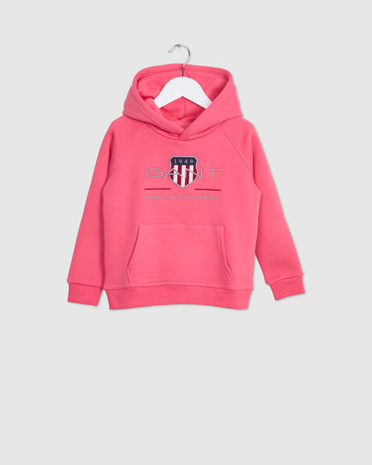 BLUSH PINK, Kids Archive Shield Hoodie BY GANT AU.