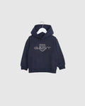 EVENING BLUE, Kids Contrast Shield Hoodie BY GANT AU.