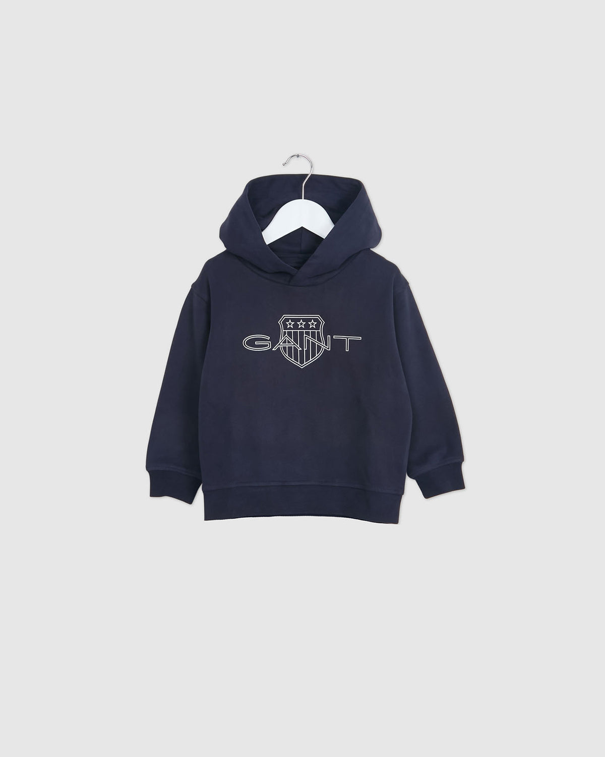 EVENING BLUE, Kids Contrast Shield Hoodie BY GANT AU.