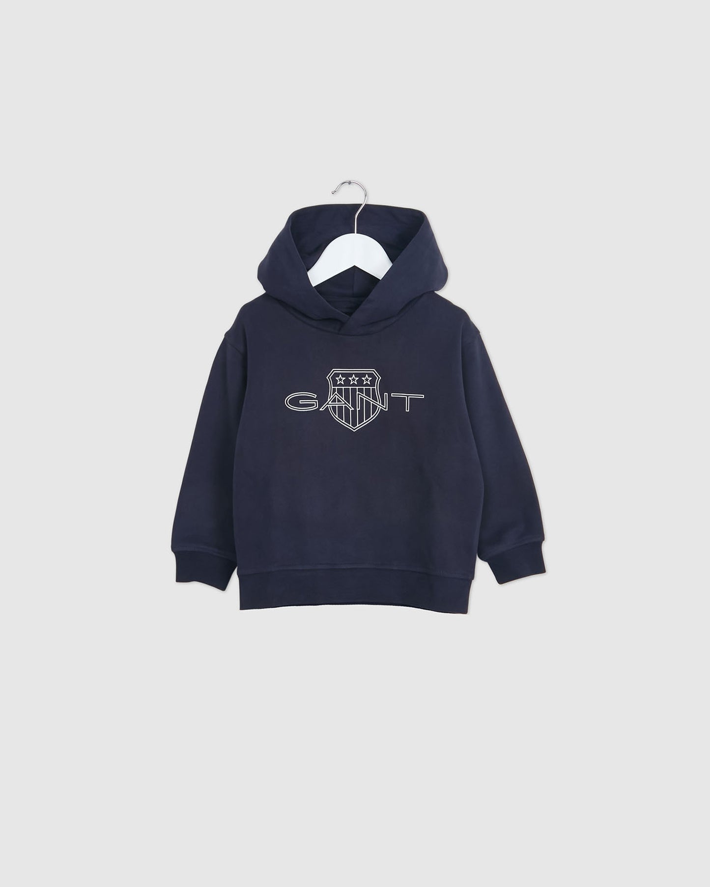 EVENING BLUE, Kids Contrast Shield Hoodie BY GANT AU.