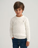 EGGSHELL, COTTON CABLE C-NECK, FRONT-VIEW BY GANT AU.