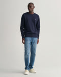 EVENING BLUE, ORIGINAL C-NECK SWEAT, FRONT-VIEW BY GANT AU.
